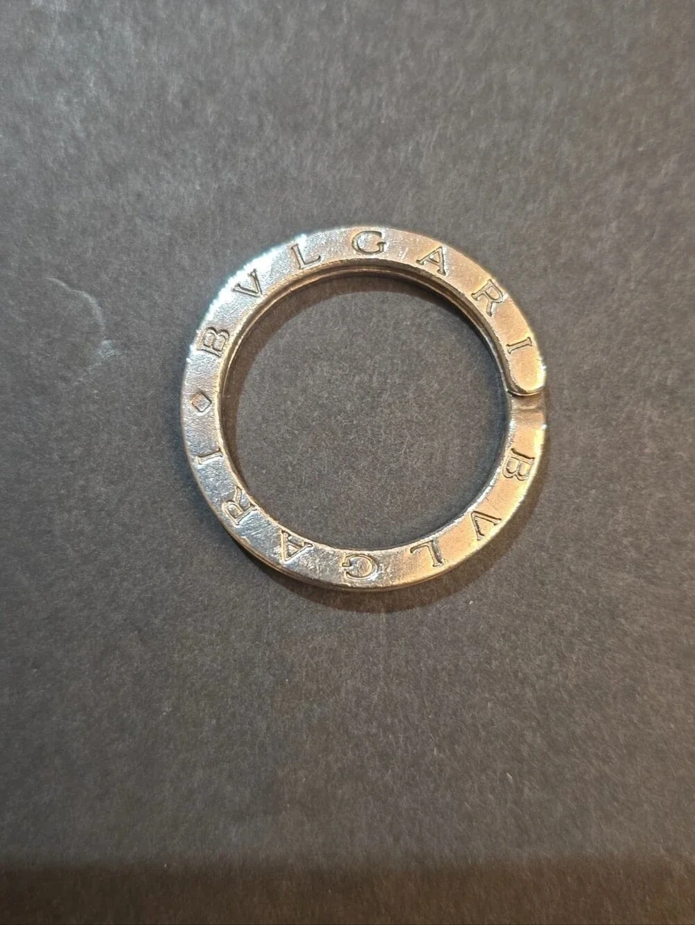 Bvlgari Key Ring Round Sterling Silver 925 w/Logo Solid Pattern